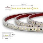Tira LED 230V monocolor 12W/mt 120L/mt. SMD 2835 IP67 12x5mm corte cada 100mm, rollo 20mts x 7,20€/m